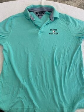 Tommy Hilfiger Men’s Aqua Polo Shirt with Chest Logo